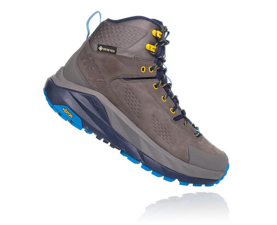 Hiking Boots Mens - Hoka One One Kaha GORE-TEX - Grey/Blue - FTKWXLD-04